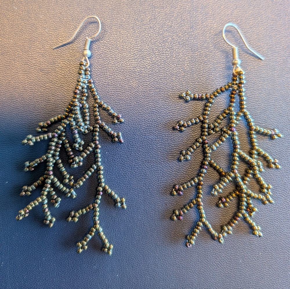 Elegant Bronze Beaded Dangle Earrings